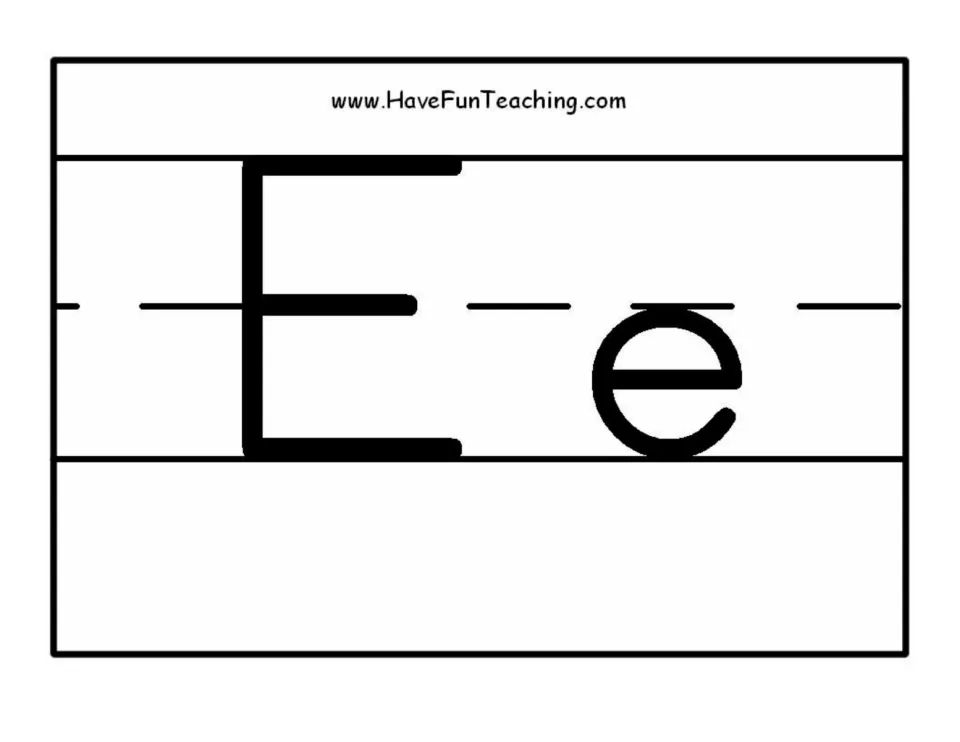 Alphabet poster for classroom display showing uppercase E and lowercase e in black and white print.