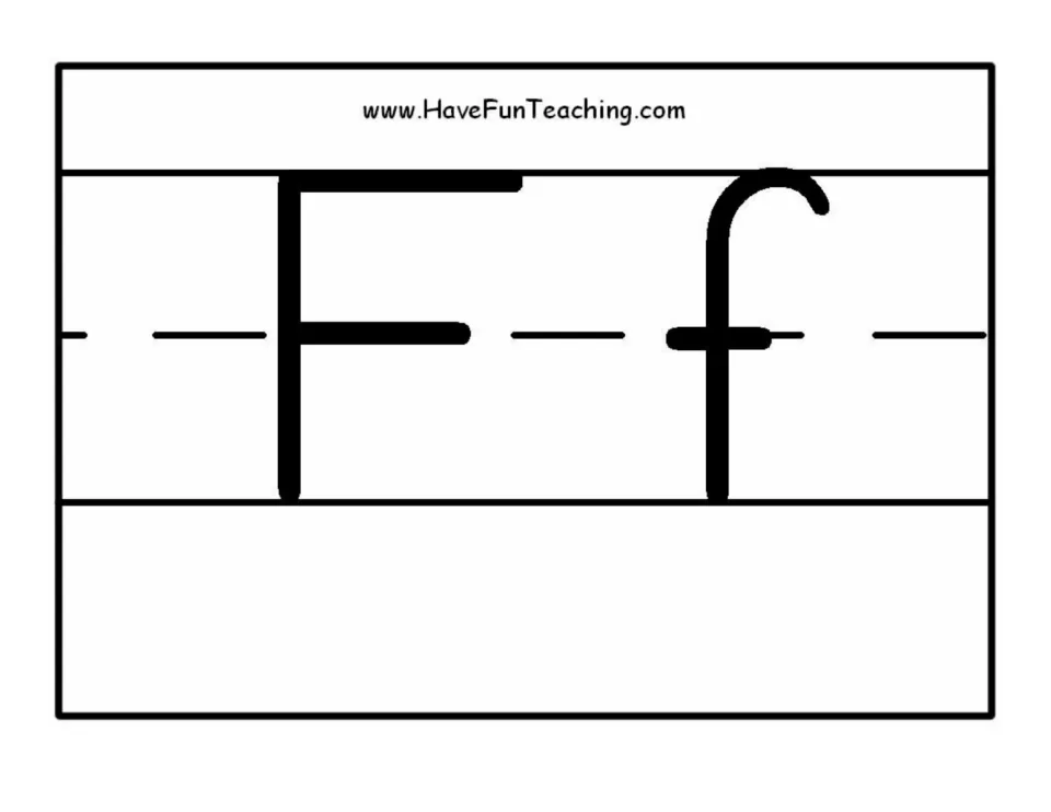 Alphabet poster for classroom display showing uppercase F and lowercase f in black and white print.