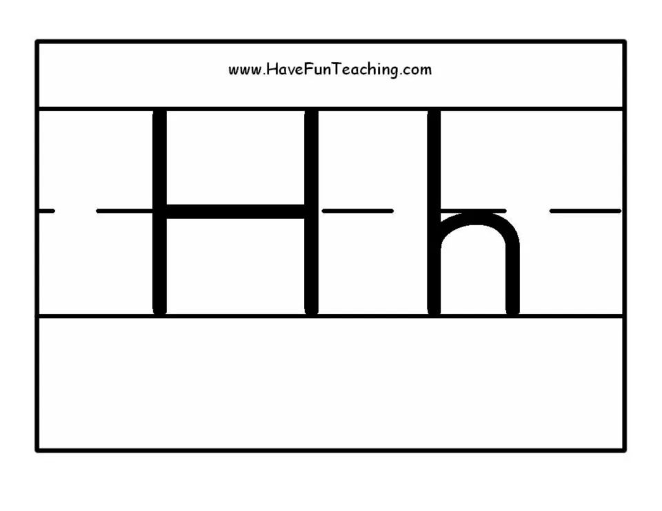 Alphabet poster for classroom display showing uppercase H and lowercase h in black and white print.