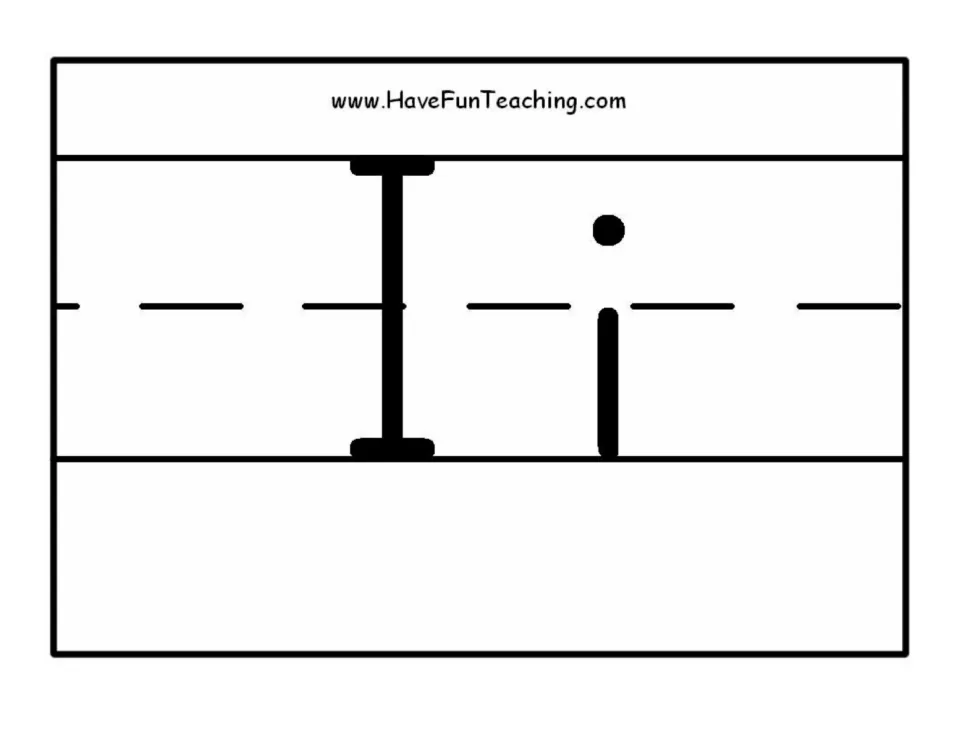 Alphabet poster for classroom display showing uppercase I and lowercase i in black and white print.