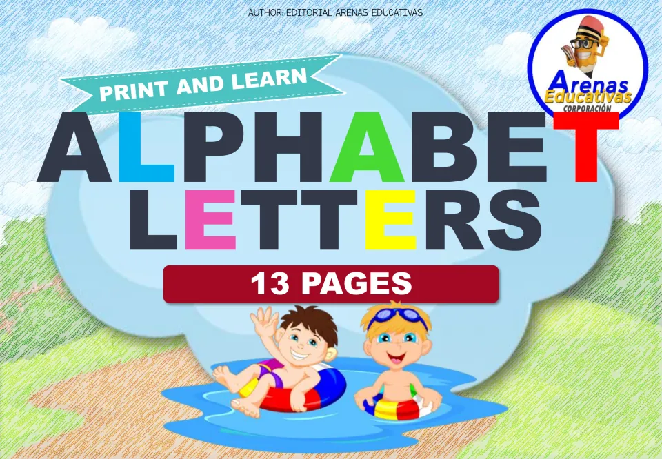 Cover of the alphabet flashcard resource labeled 'Alphabet Letters,' 'Print and Learn,' and '13 Pages'