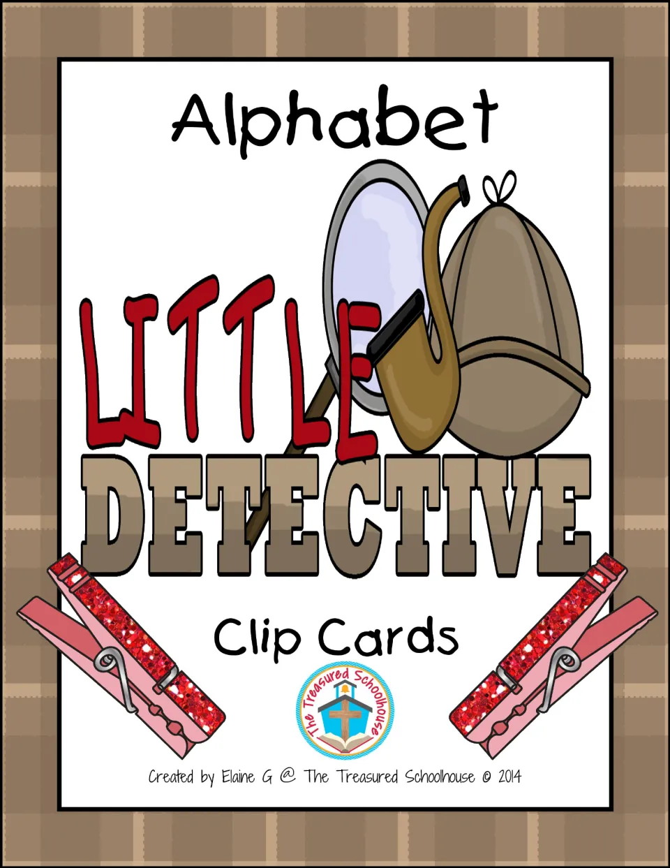 Alphabet Little Detective Clip Cards cover identifying the alphabet matching resource by Elaine G