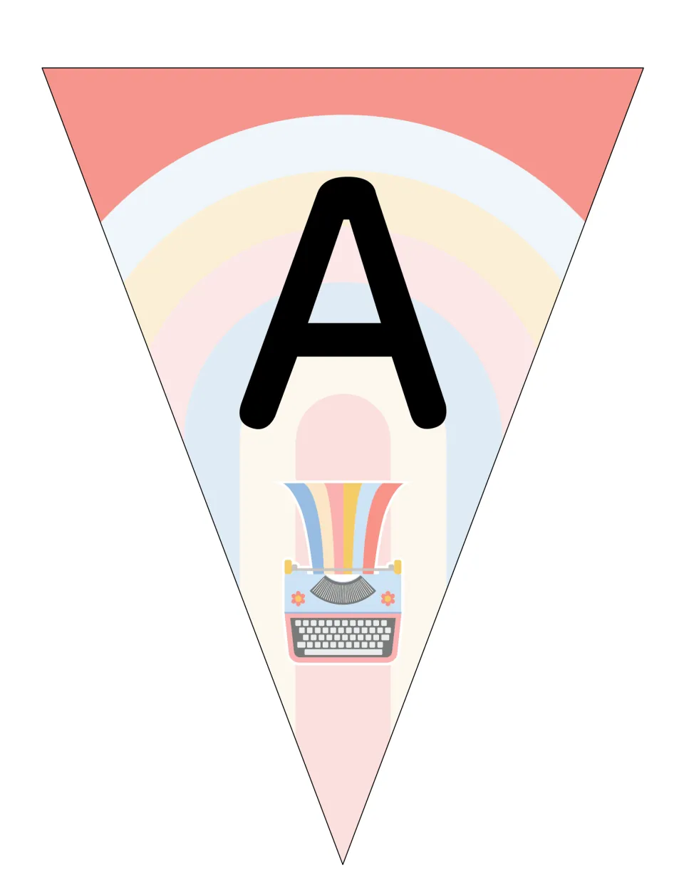 Uppercase A pennant from the editable alphabet bunting set for classroom bulletin boards or wall displays