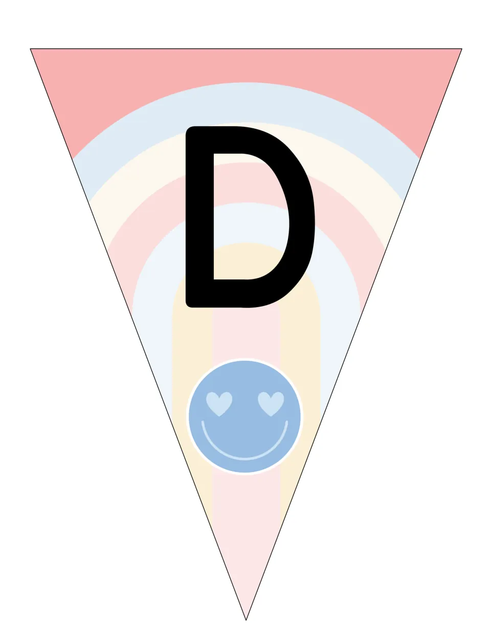 Uppercase D pennant from the editable alphabet bunting set for classroom bulletin boards or wall displays