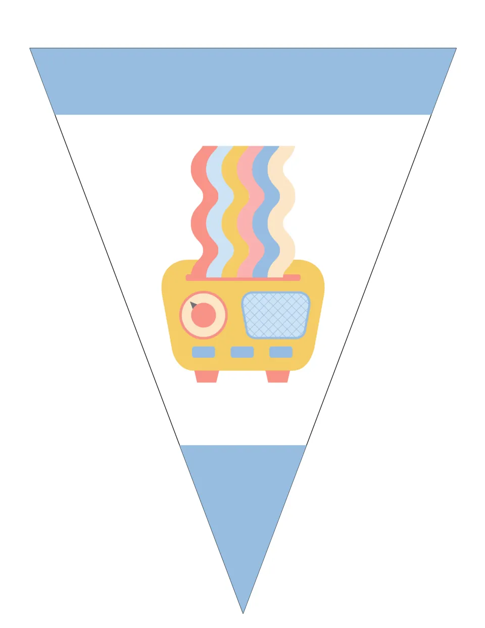Decorative radio pennant with rainbow waves, part of the editable pastel bunting set for classroom decor