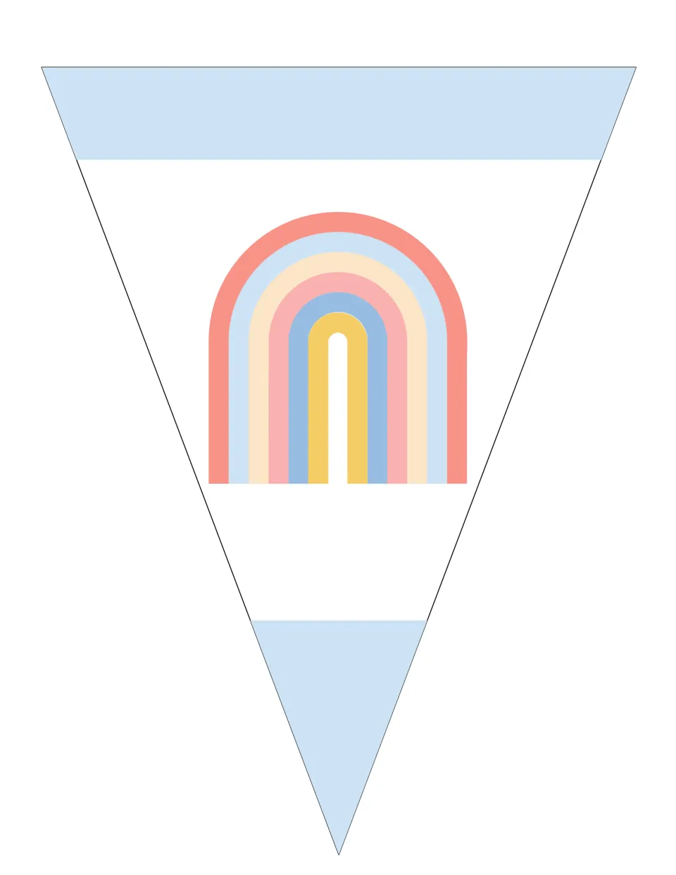 Decorative rainbow pennant in pastel colors, part of the editable bunting set for classroom displays