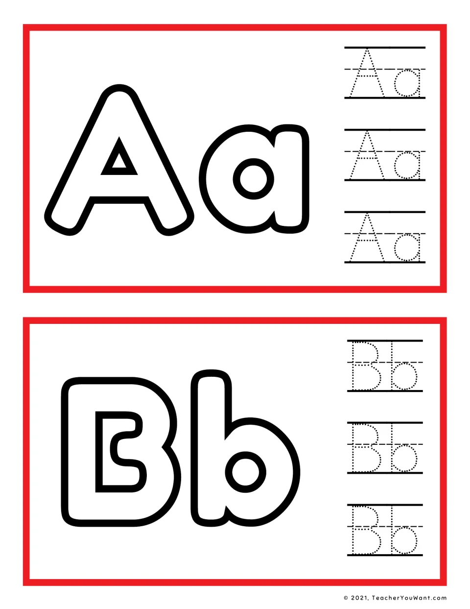 Letters A and B playdough mats: students fill bubble Aa and Bb with playdough, then trace dotted Aa and Bb three times