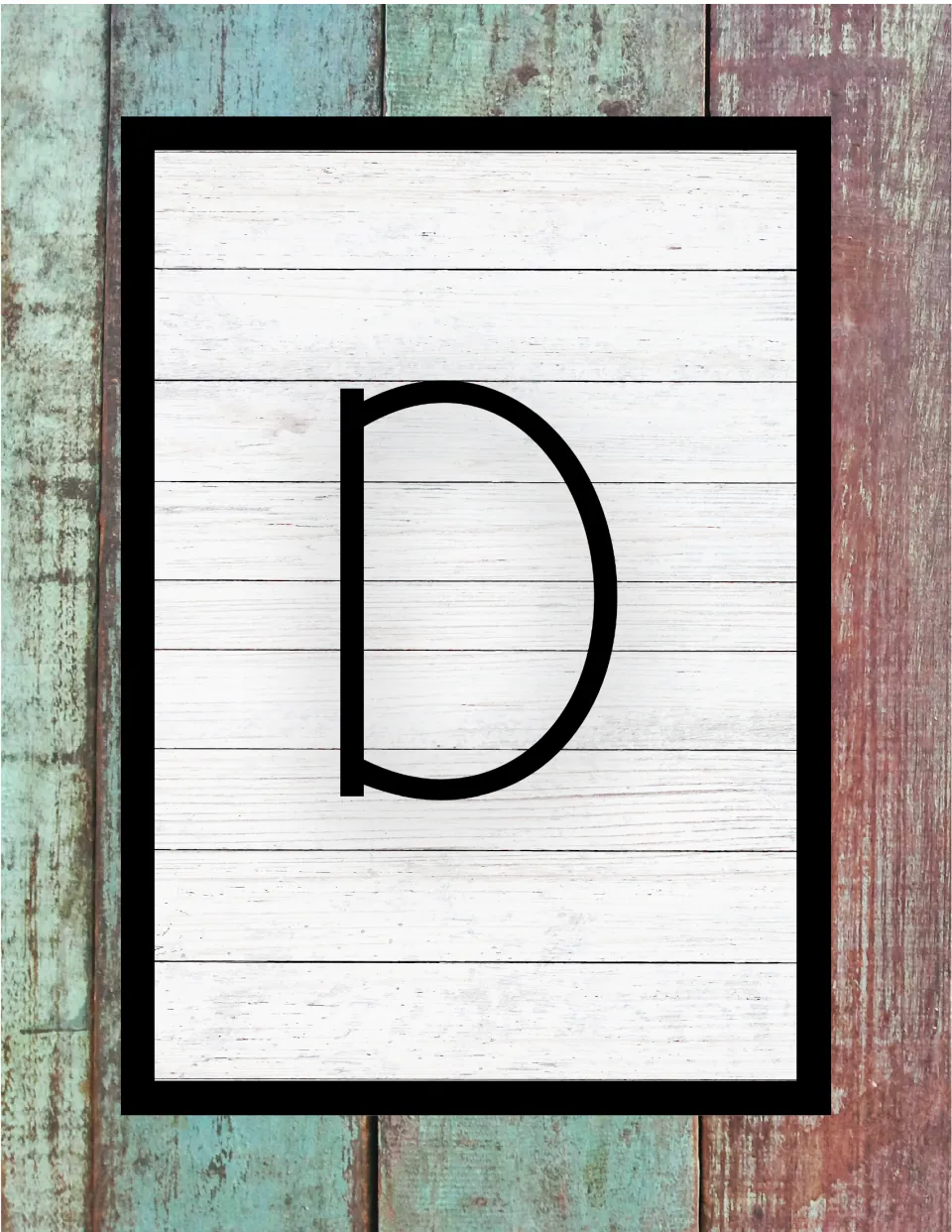 Capital letter D poster, the fourth alphabet display page in the set, for classroom walls or bulletin boards