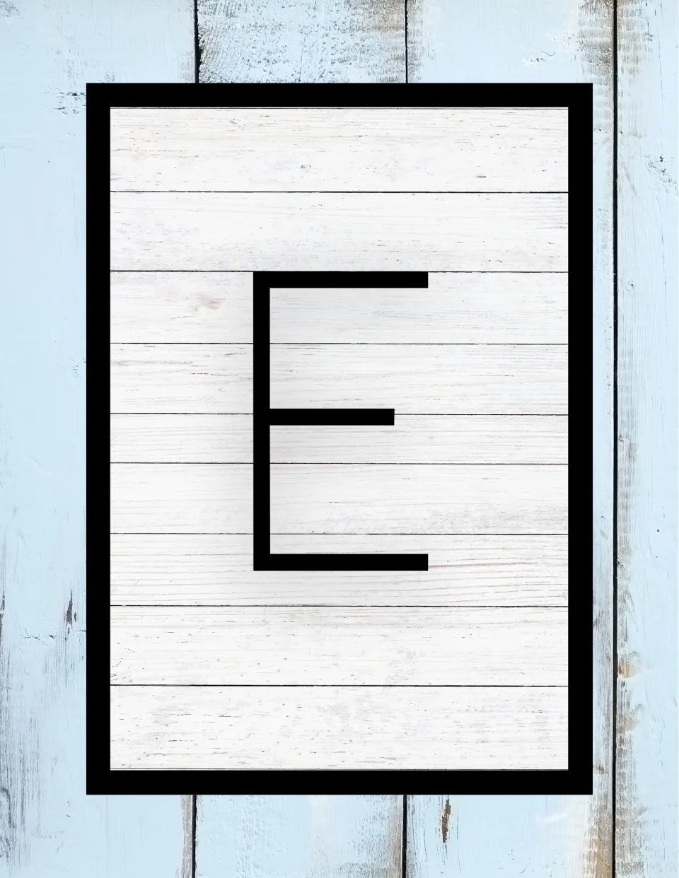 Capital letter E poster, the fifth alphabet display page in the set, for classroom walls or bulletin boards
