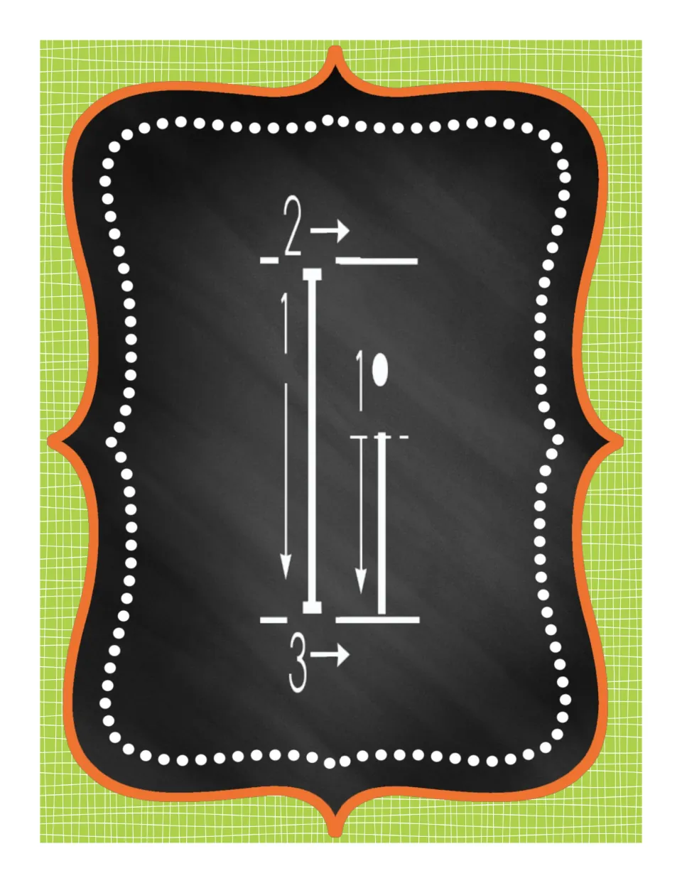 Alphabet poster for uppercase I and lowercase i, showing three numbered strokes for I and a dotted lowercase i