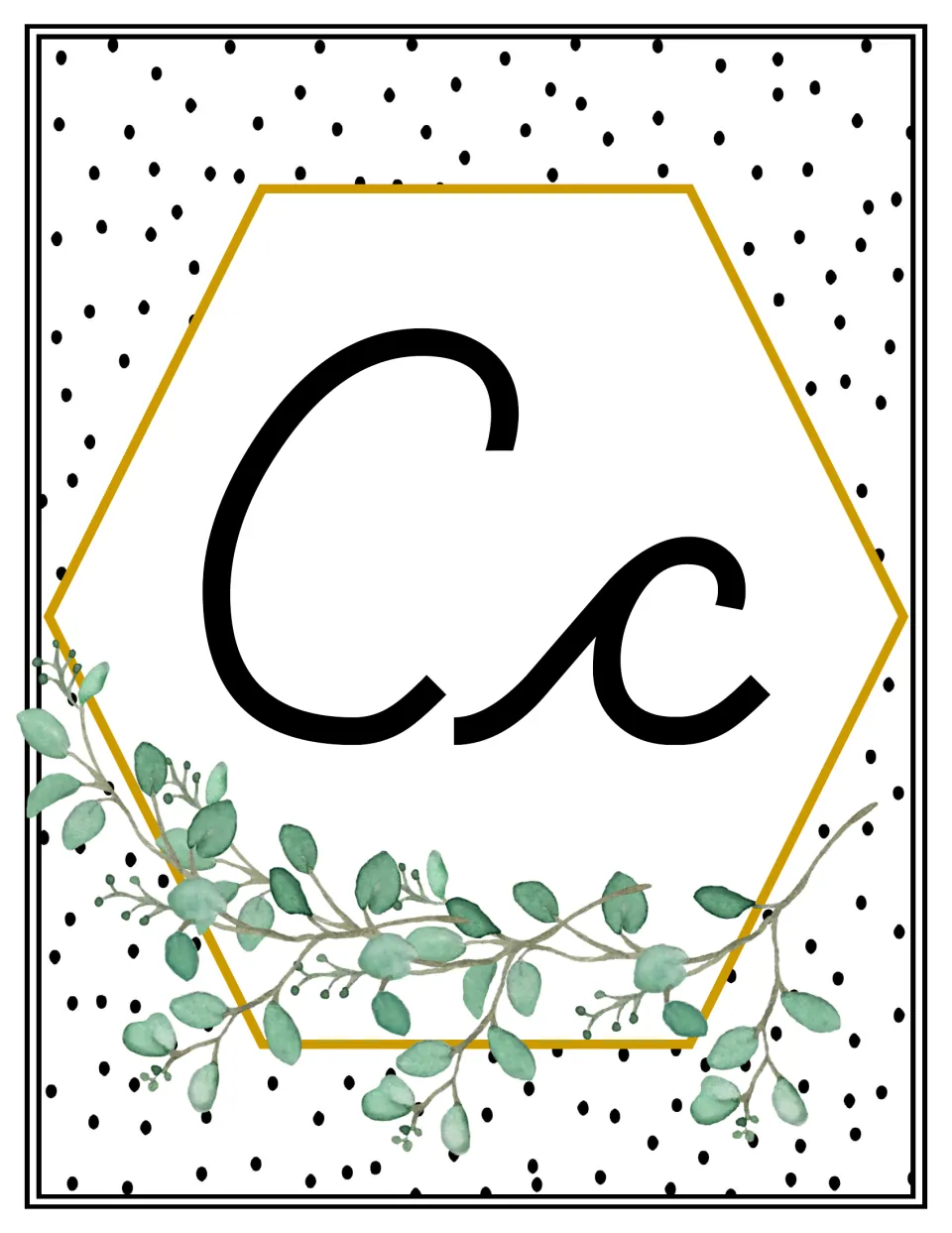 Alphabet poster showing uppercase C and lowercase c in cursive for classroom display and letter reference.