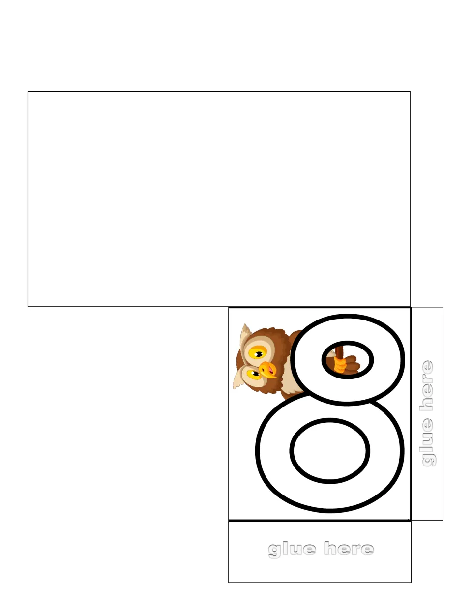 Letter O sorting pocket to cut, fold and glue, with a large Oo and a picture of an owl