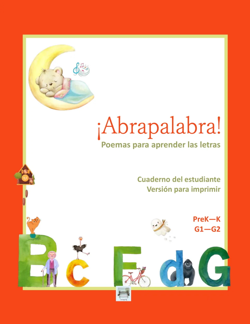 Spanish alphabet poetry workbook cover identifying the printable student version for Pre-K through grade 2