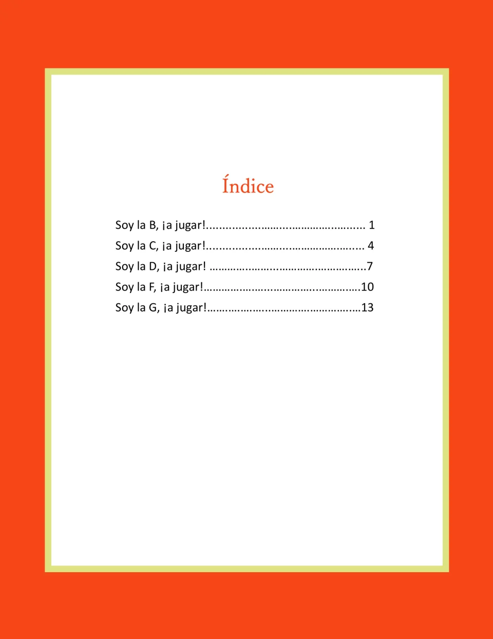 Spanish poetry workbook index lists poems for B, C, D, F, and G starting on pages 1, 4, 7, 10, and 13