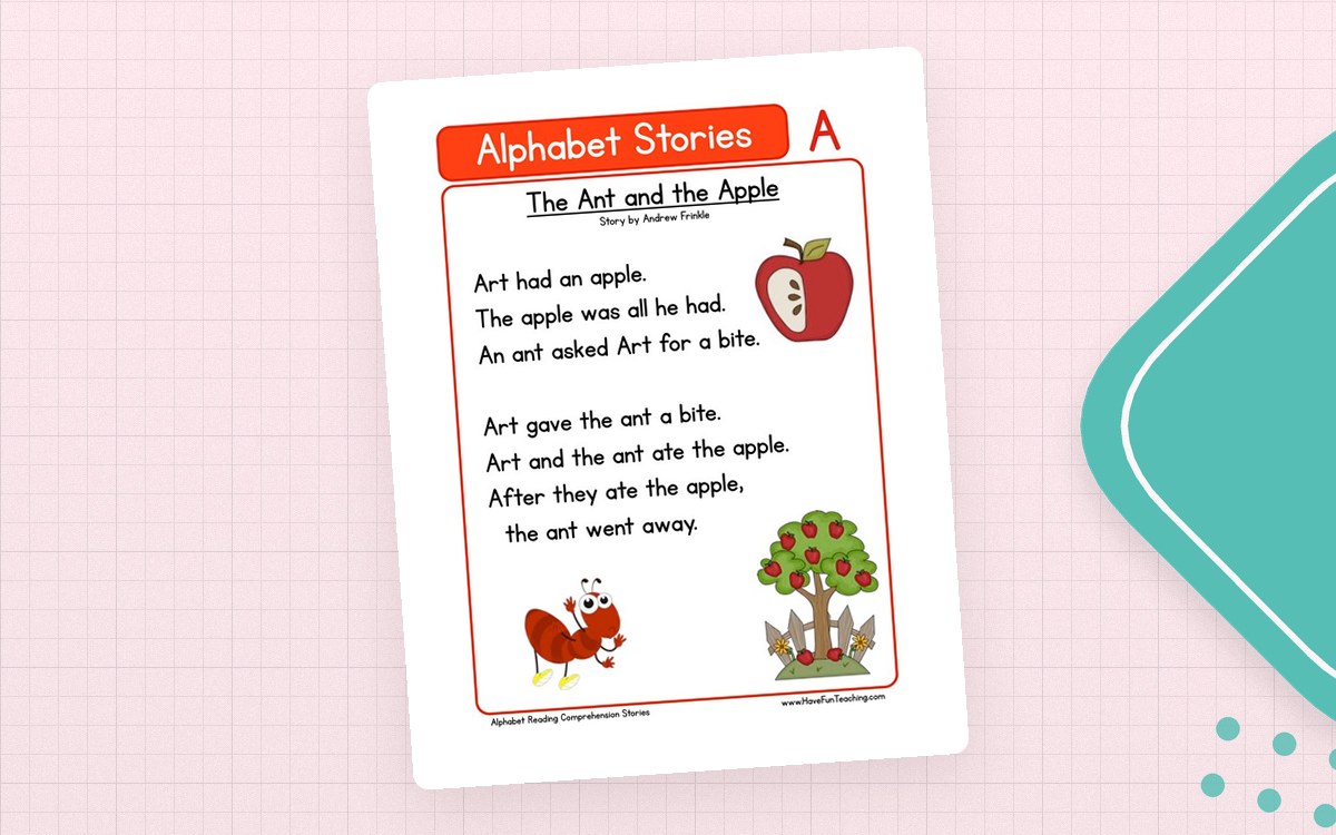 Alphabet Stories Letter A Reading Comprehension Worksheet teaching resource preview