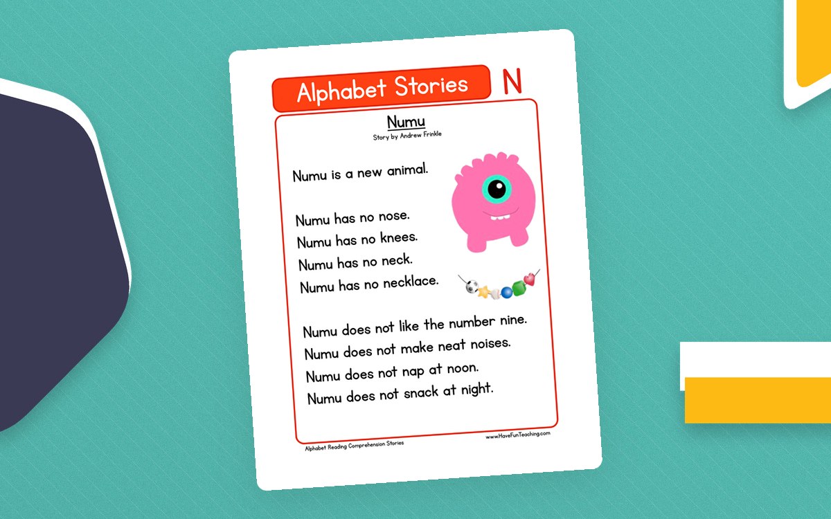 Alphabet Stories Letter N Reading Comprehension Worksheet preview