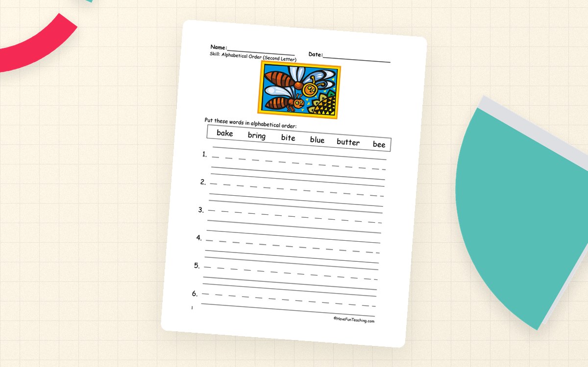 Alphabetical Order To The Second Letter Worksheet teaching resource preview