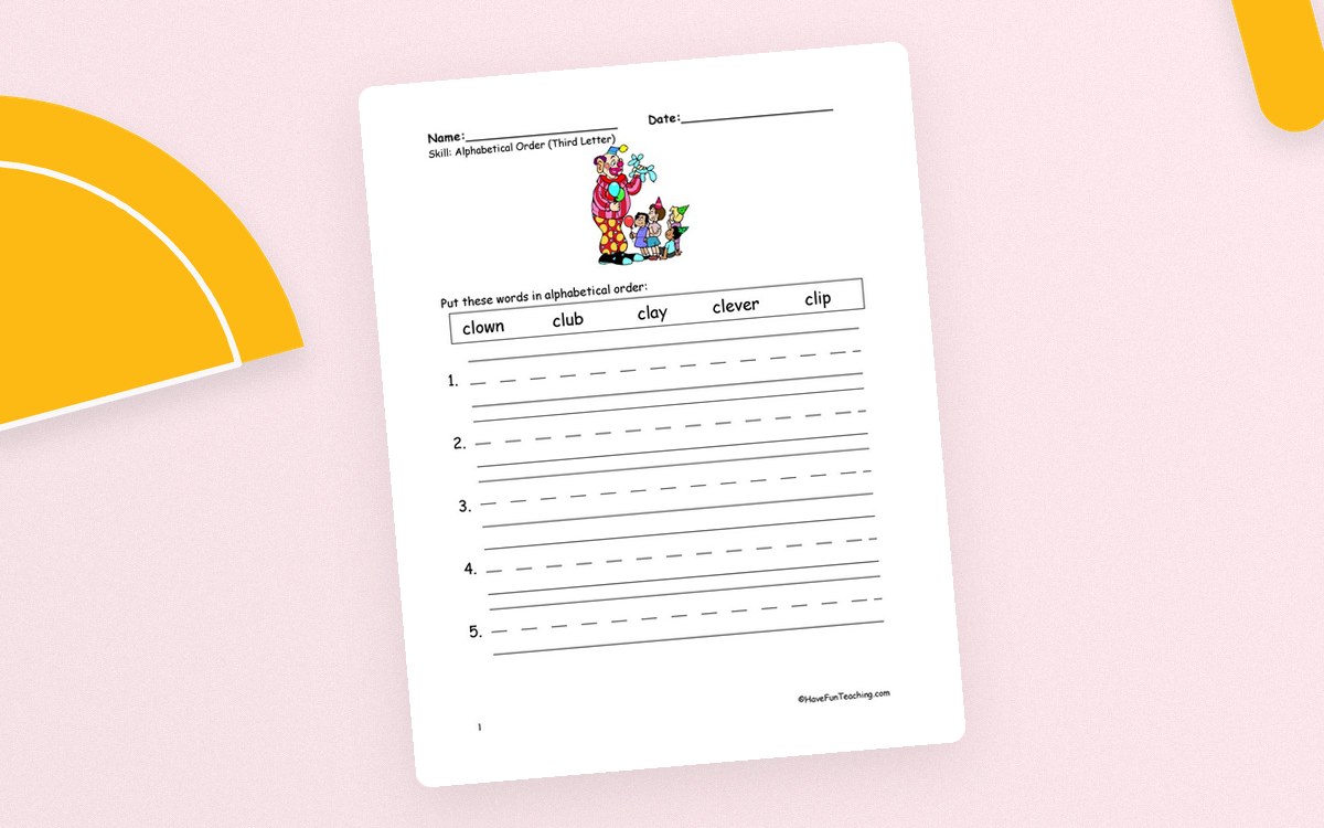 Alphabetical Order To The Third Letter Worksheet preview