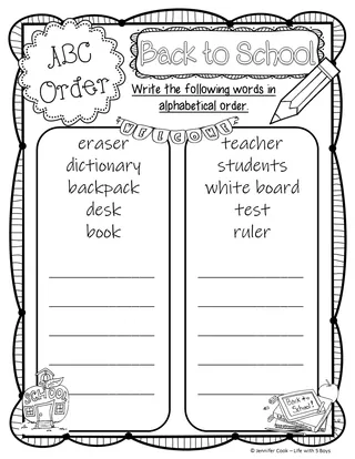 Alphabetical Order – sample page 2