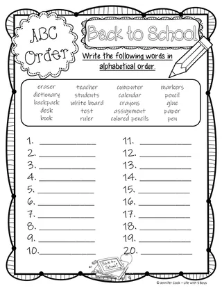 Alphabetical Order – sample page 3