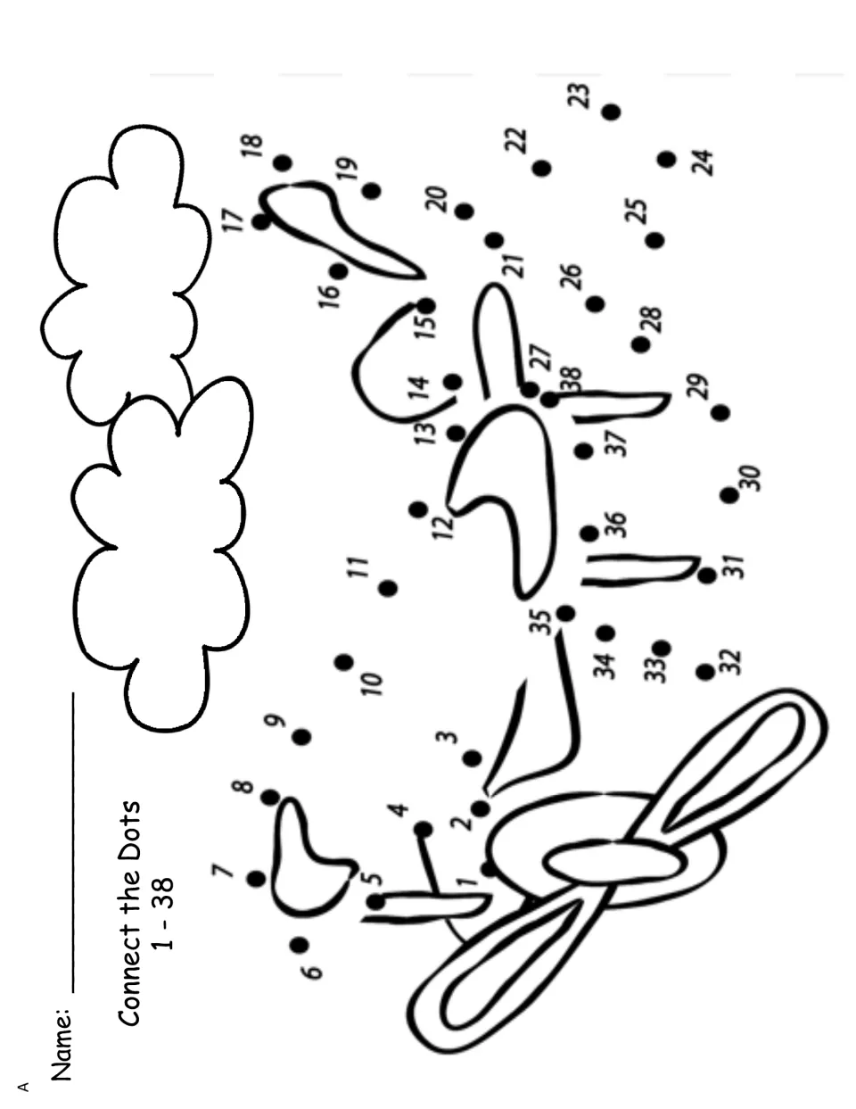 Set A airplane dot-to-dot activity asks students to connect numbers 1–38 to complete the airplane picture.