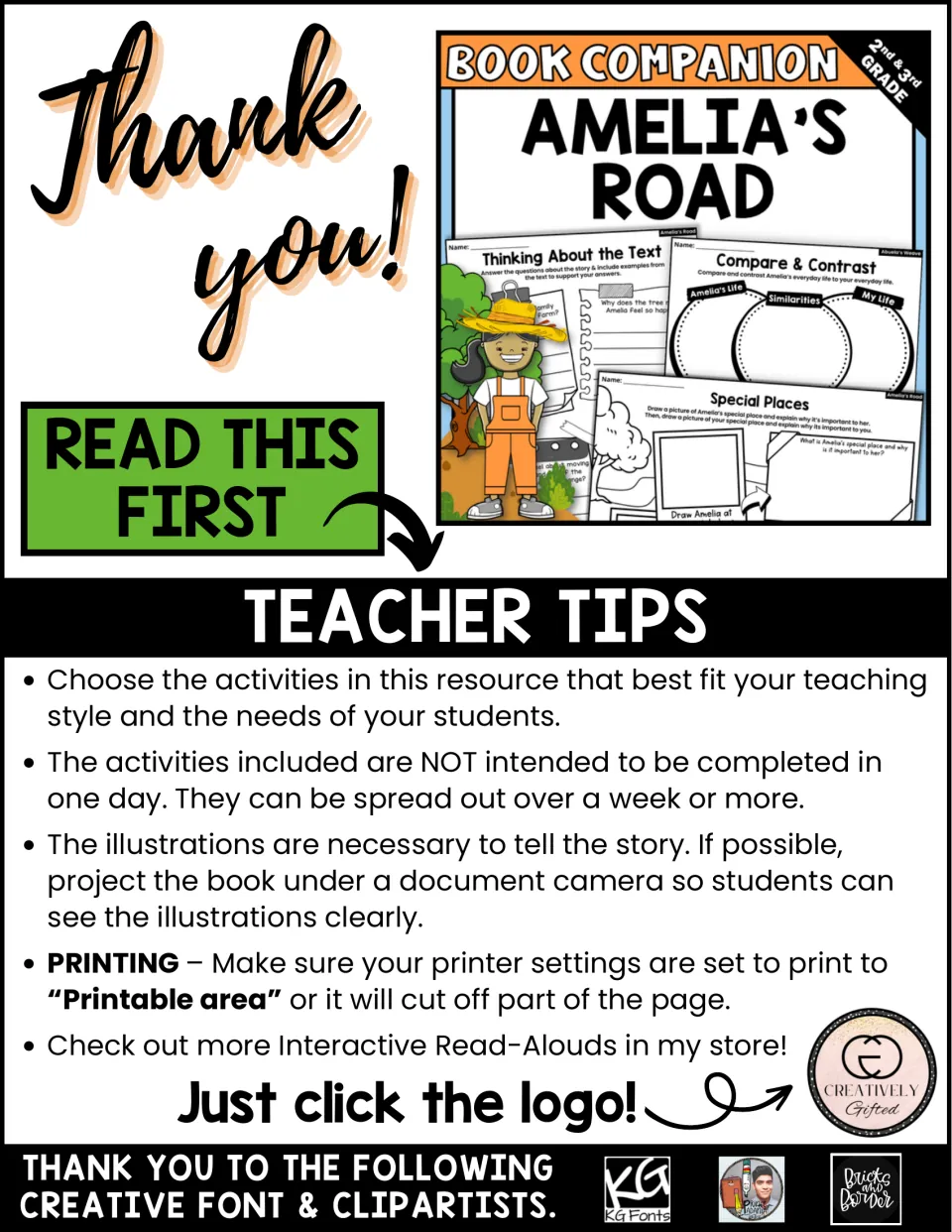 Read This First teacher tips: pick activities to fit your class, spread them over a week, project the book's illustrations