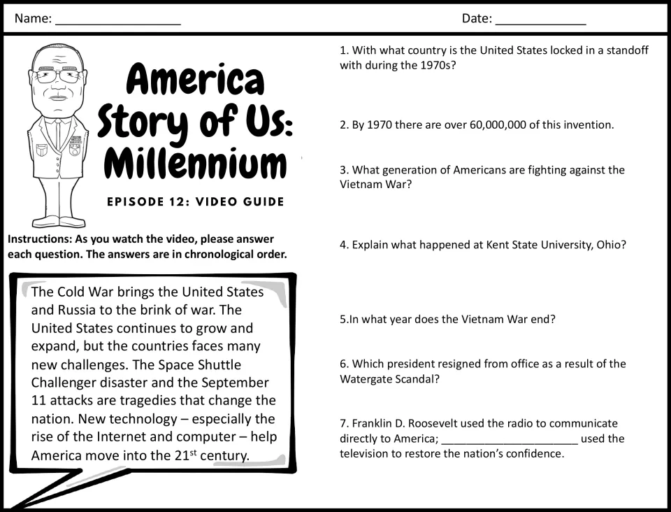 Millennium Episode 12 video guide: students answer questions 1-7 on the Cold War, Vietnam, Kent State and Watergate