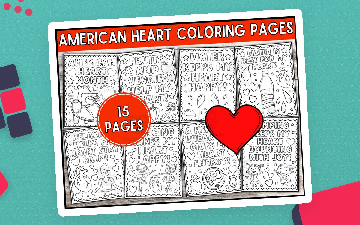 American Heart Coloring Pages | Healthy Heart Coloring Sheets preview
