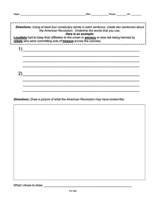 American Revolution Word Search + Sentence Activity – preview 1