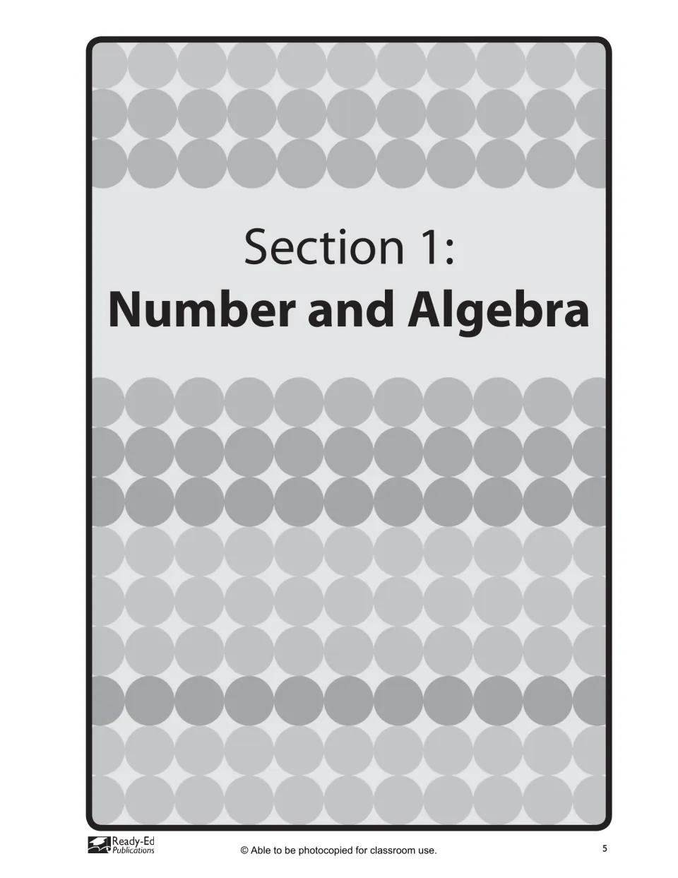 Section 1 title page: Number and Algebra, opening the workbook's first group of activity pages