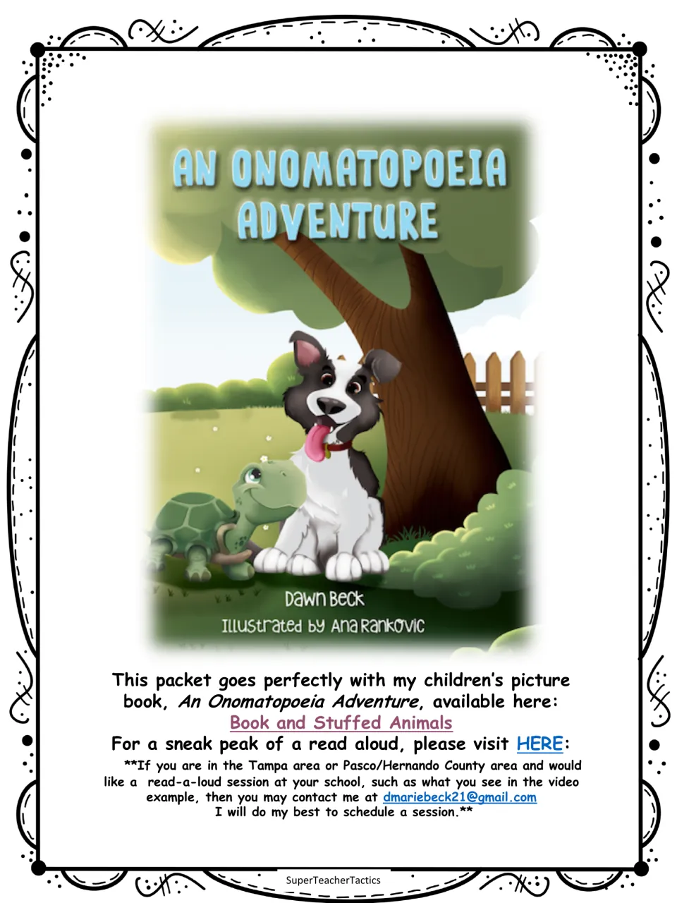 Companion book information names Dawn Beck and illustrator Ana Rankovic and provides a read-aloud link