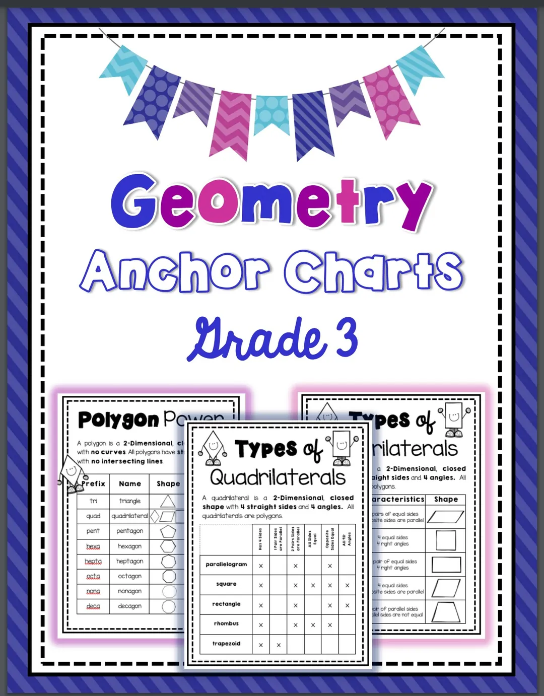 Quadrilateral Anchor Chart Set for Geometry Vocabulary – cover