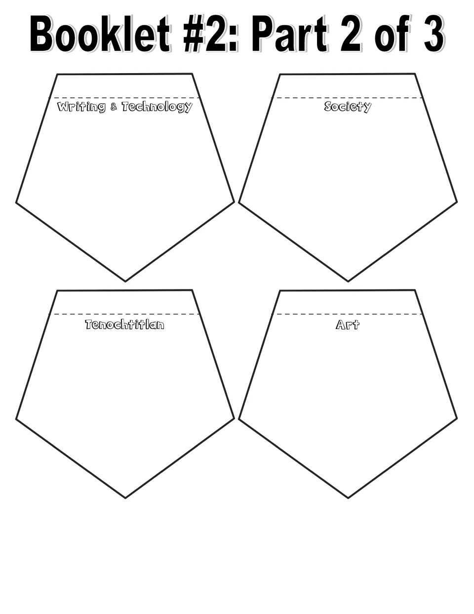 Basic-facts booklet 2, part 2: writing pieces for writing and technology, society, Tenochtitlan, and art