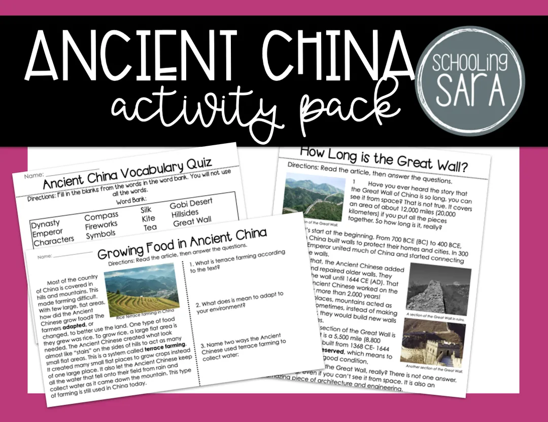 Ancient China Activity Pack – 3rd Grade VA SOL – cover