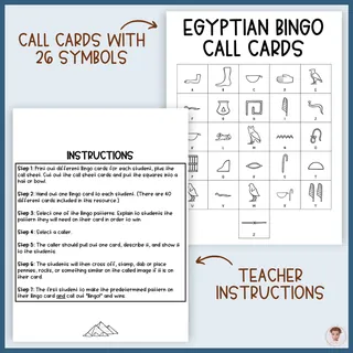 Ancient Egypt Bingo (40 Cards, 8 Ways to Win) – sample page 2