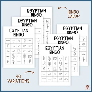 Ancient Egypt Bingo (40 Cards, 8 Ways to Win) – sample page 4