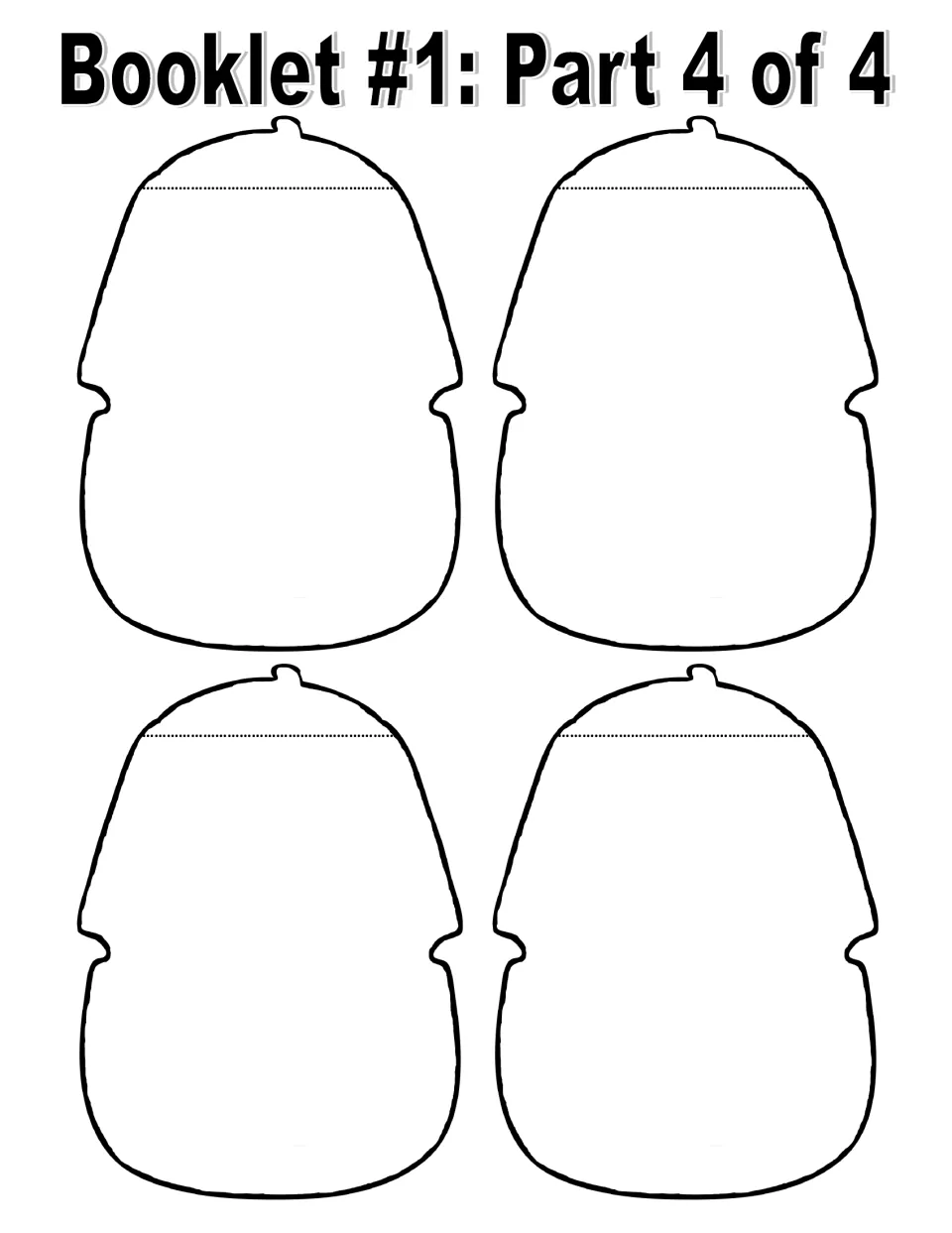 Four untitled mask-shaped booklet cut-out pieces where students add their own extra Ancient Egypt topics and notes