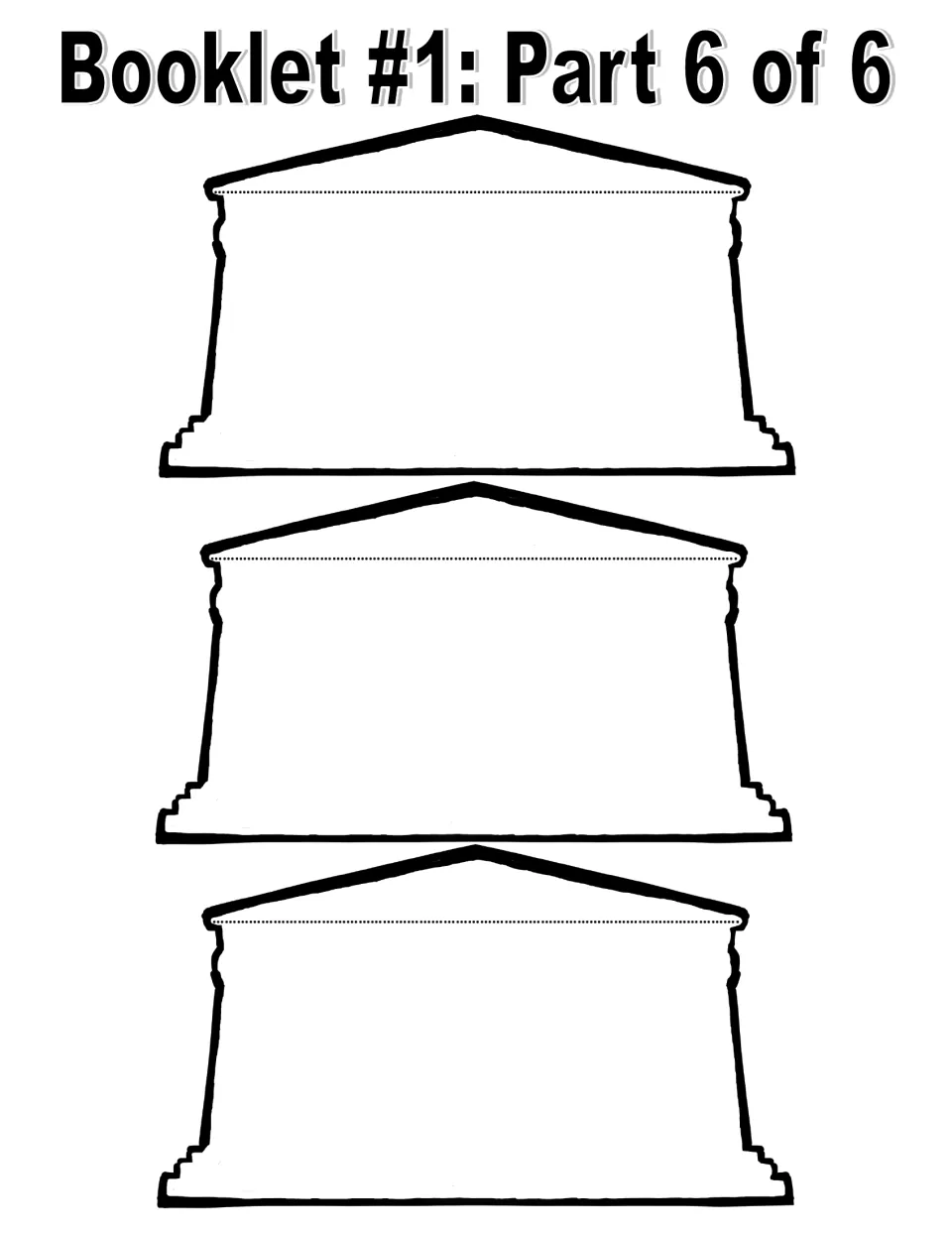 Booklet 1, part 6 of 6: three blank booklet pages for adding more information about ancient Greece