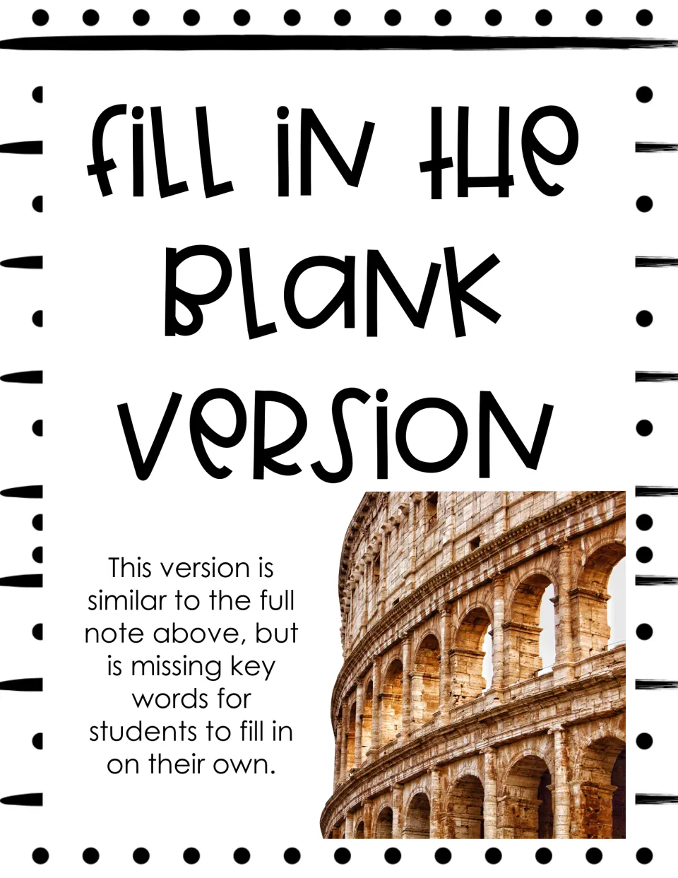 Fill in the blank version divider: the following notes match the full notes but leave out key words for students to add