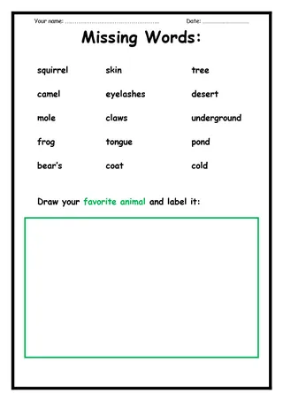 Animal Adaptations Worksheet – Elementary Science – sample page 2