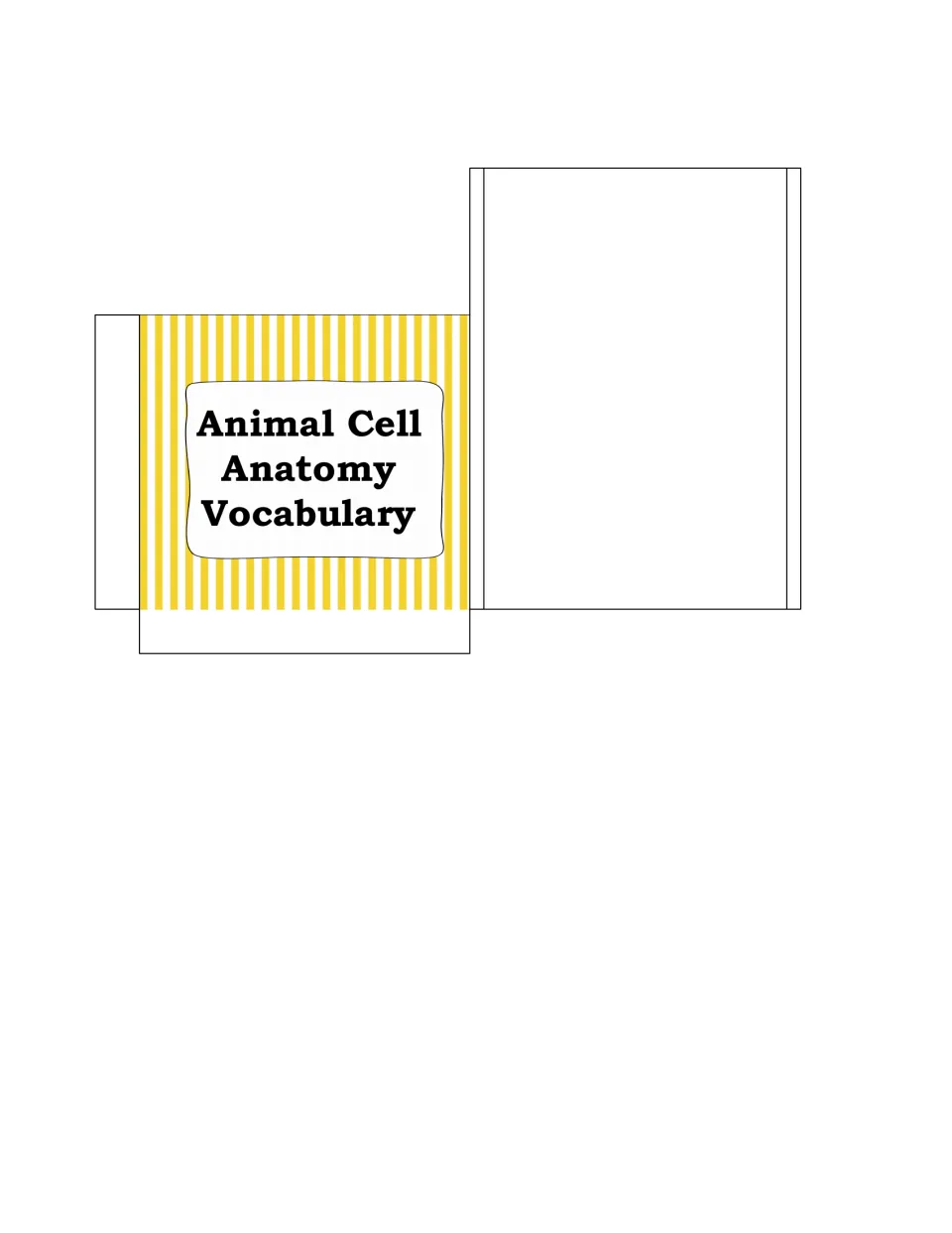 Cell vocabulary pocket cut-out titled Animal Cell Anatomy Vocabulary, with fold tabs for gluing into a notebook