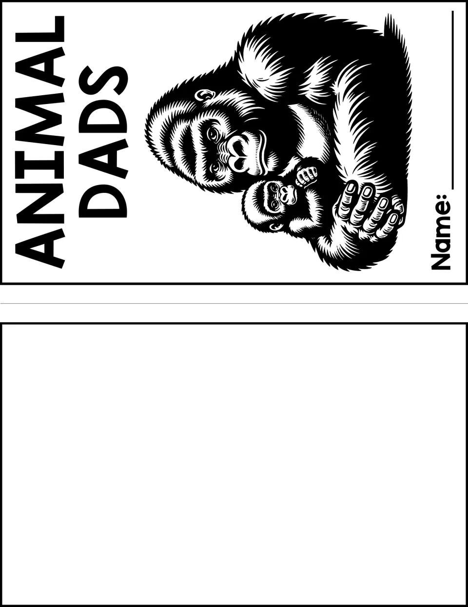 Student notes booklet cover features a gorilla holding its young and a space for the student's name.