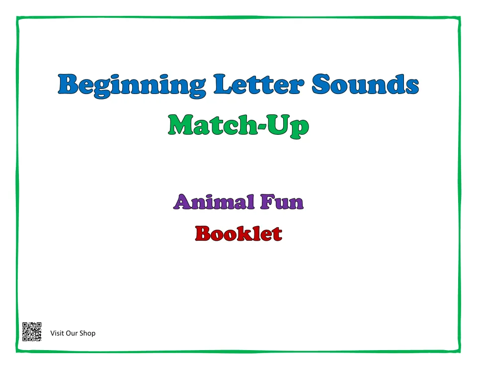 Cover of Beginning Letter Sounds Match-Up, an Animal Fun Booklet of animal pictures to match with their first letters