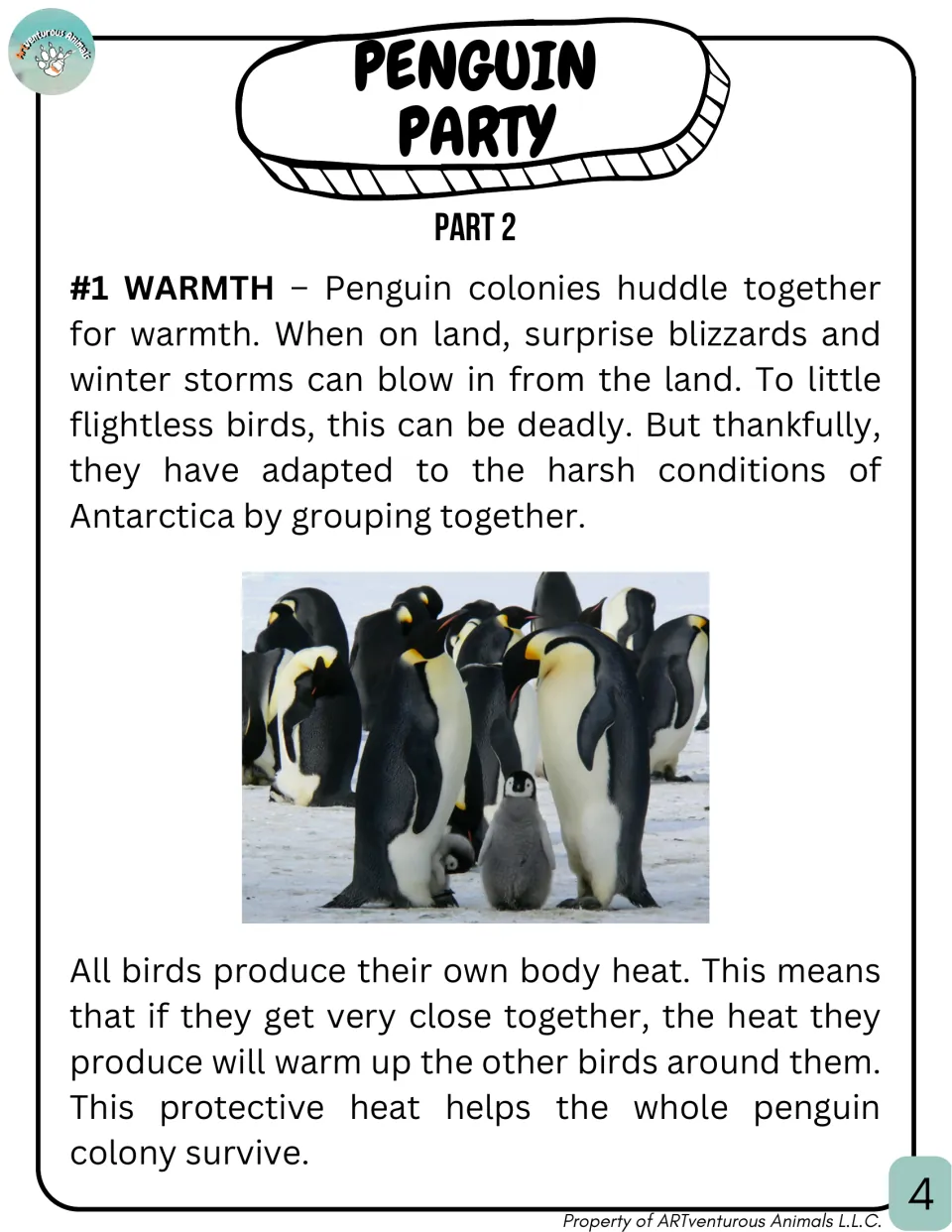 Penguin Party Part 2, warmth: reading on how penguin colonies huddle and share body heat to survive Antarctic blizzards