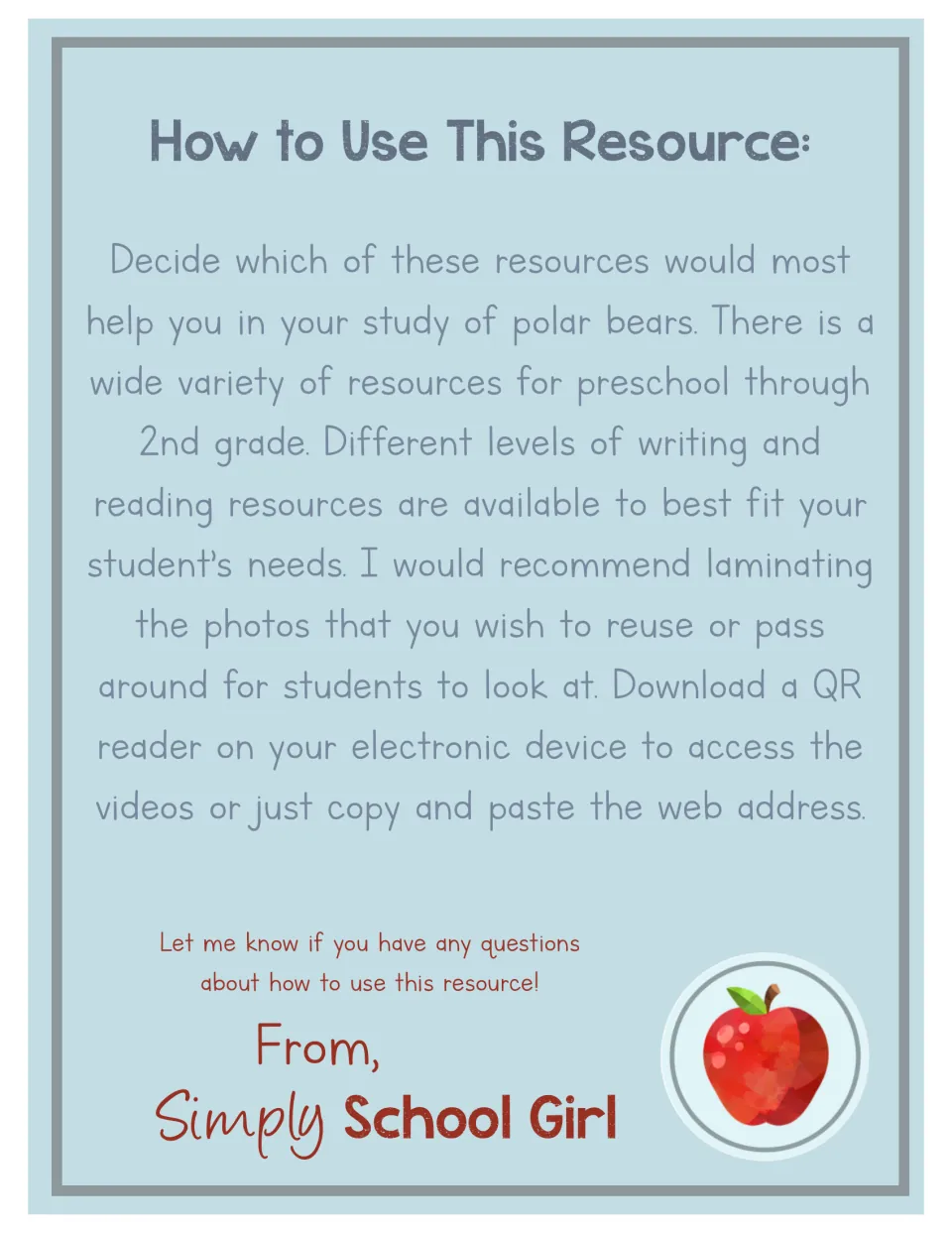 Unit instructions explain choosing resources, matching reading and writing levels, and accessing videos