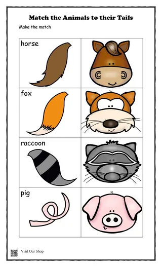 Animal Tails Match-Up – Animal & Tracing Activity – cover