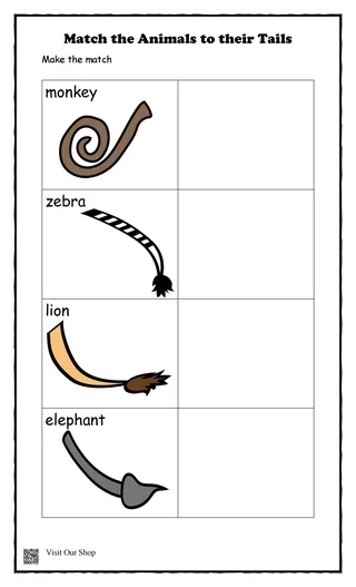 Animal Tails Match-Up – Animal & Tracing Activity – sample page 3