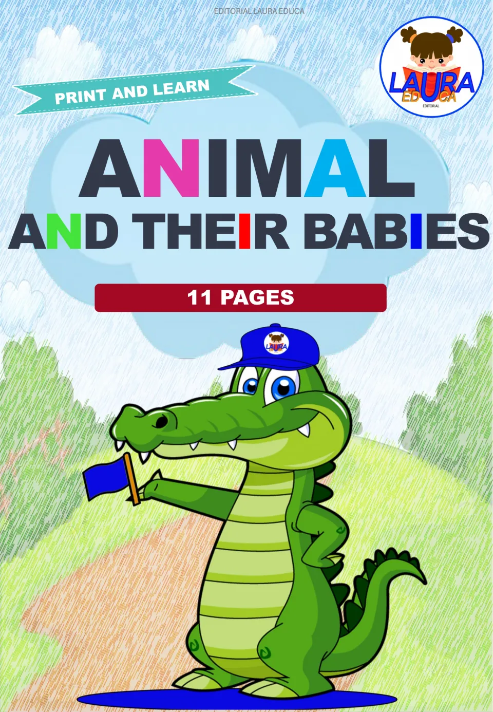Cover of the animal-and-baby matching resource, labeled 'Animal and Their Babies' and '11 Pages'