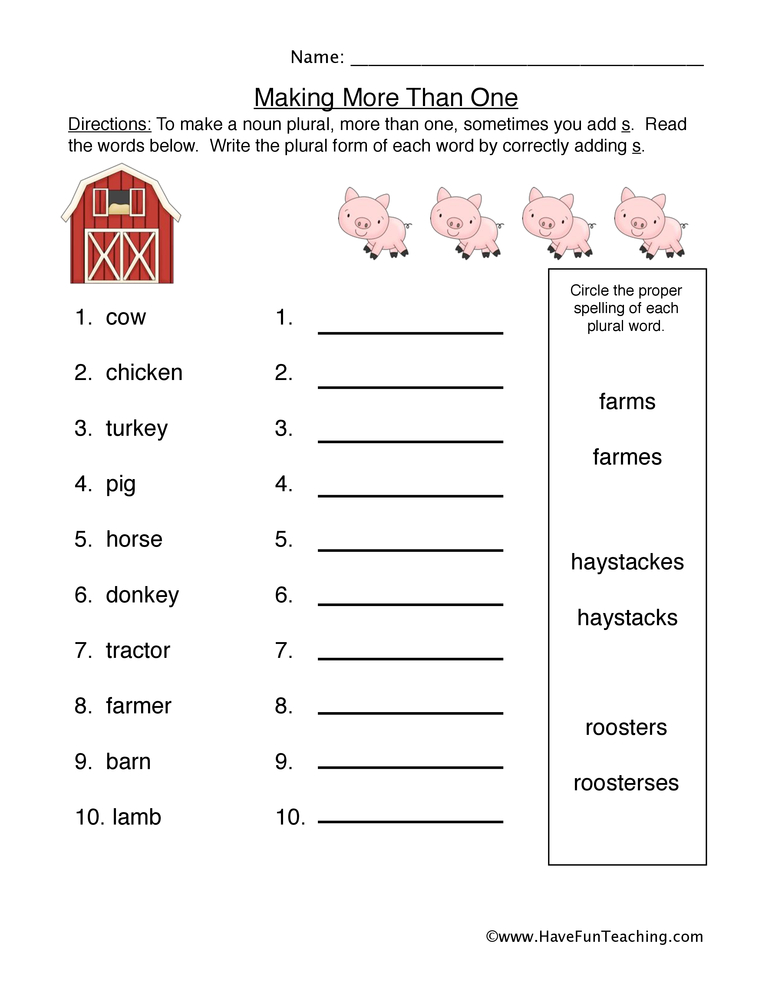 Animals Plurals Worksheet By Teach Simple