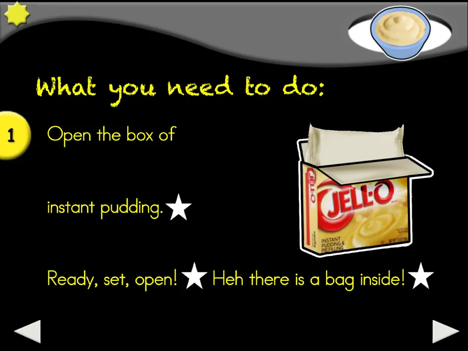 Recipe step 1: open the box of instant pudding; an opened pudding box shows the bag of mix inside